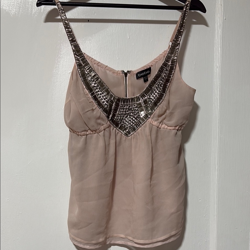 Bebe Tan Embellished Camisole Top